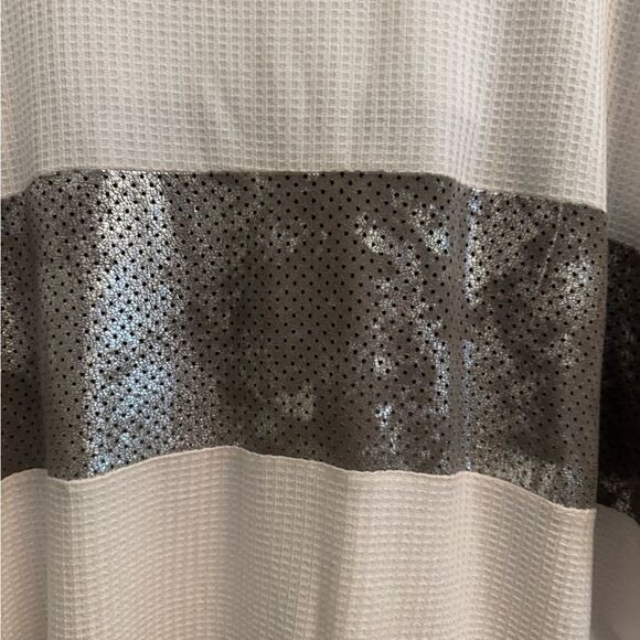 Alembika Size 3/Large Metallic Stripe Lagenlook Waffle 3/4 Sleeve Shirt - Picture 7 of 12
